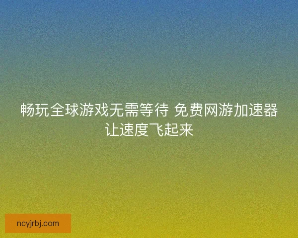 畅玩全球游戏无需等待 免费网游加速器让速度飞起来